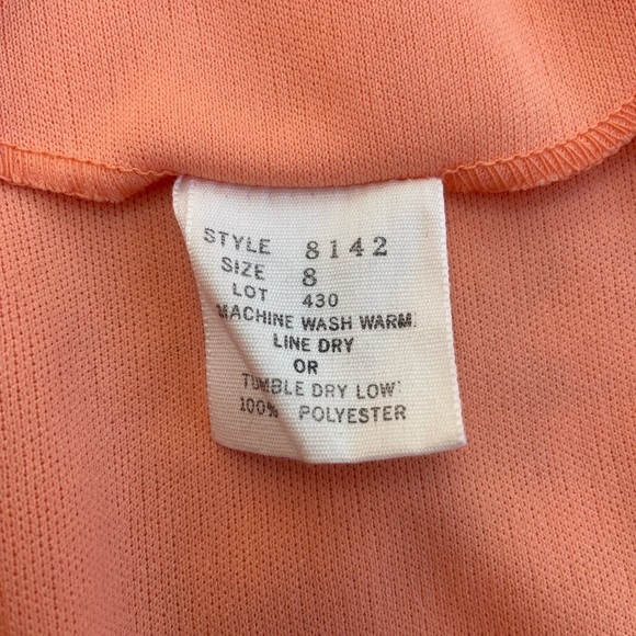 Jennifer Gee Vintage Midi Shirt Dress Bright Peach Salmon Pink Orange - Picture 14 of 14